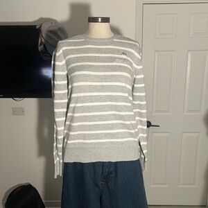 Kappa Gray & White Striped Crewneck Sweater